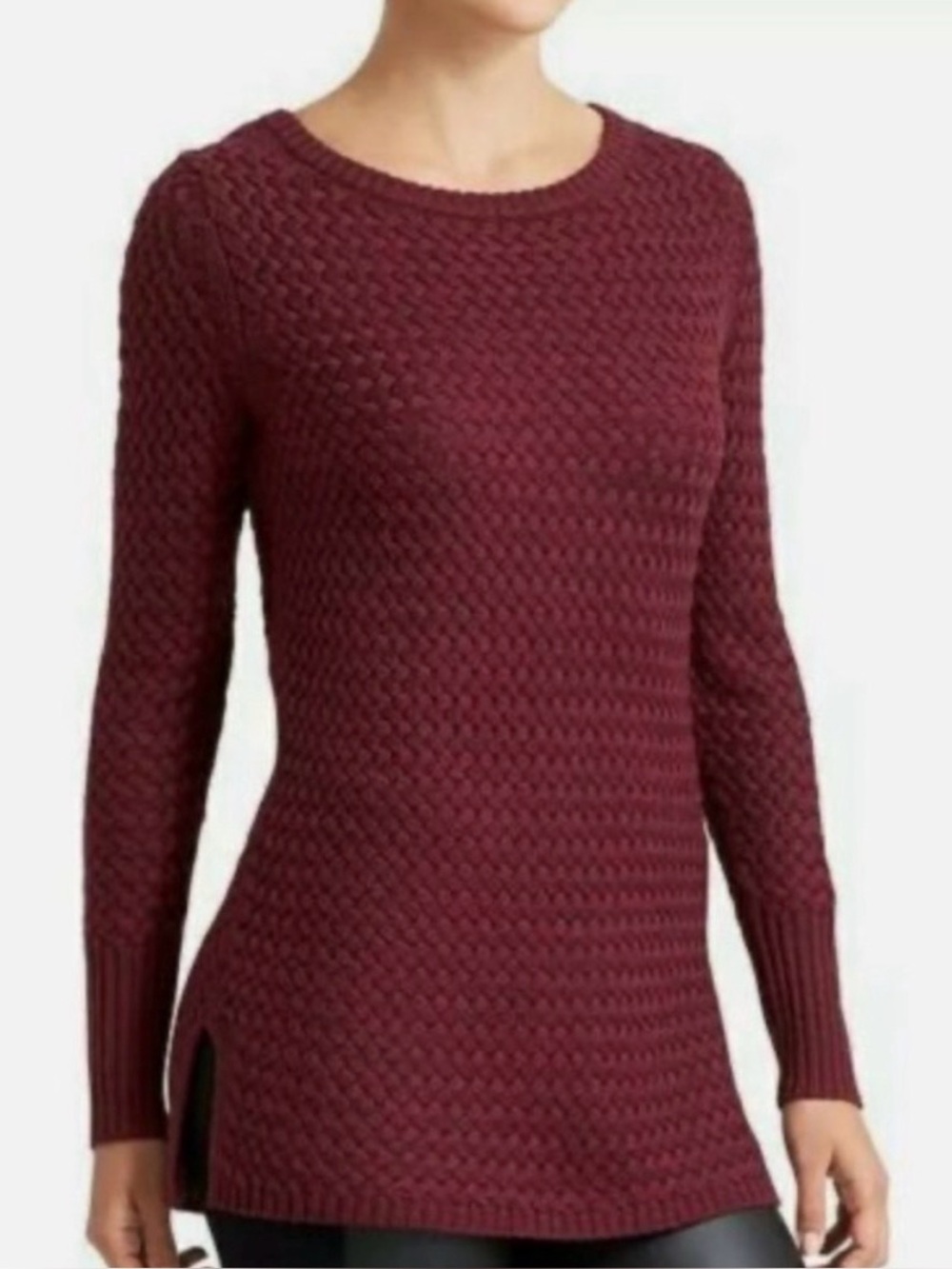 Athleta Cypress Basketweave Crewneck Sweater Burgundy XXS wool classiccore fall